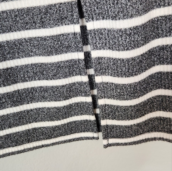 Gap Stripe Slit Maxi Skirt Stretch Pull On Long Knit Sweater Feel Grey White Sm - Picture 7 of 16